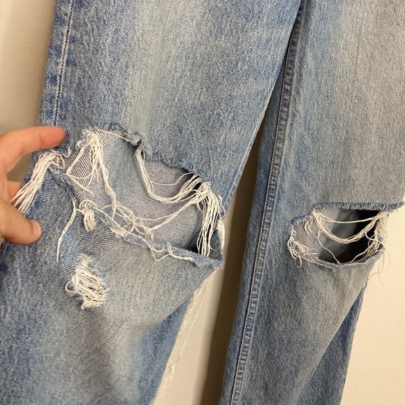 Reformation Jeans Womens 28 Zoe High Rise Loose Montauk Destroyed Light Blue - Picture 6 of 12